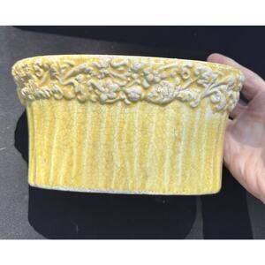 Vintage Art Pottery 1900’s Yellow Flower Succulent Pot Planter